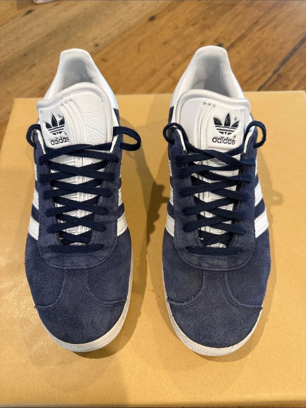 Adidas Gazelle Navy Suede Sneakers with White Stripes